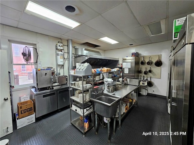 23716 Washington St # 1/ # 2, Independence, WI 54747 - kitchen with a drop ceiling, a sink, and carpet flooring