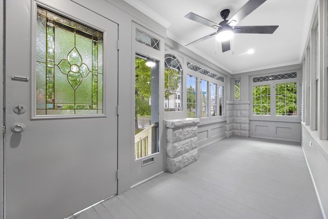 2976 N 40th St, Milwaukee, WI 53210 - unfurnished sunroom with ornamental molding and wood finished floors