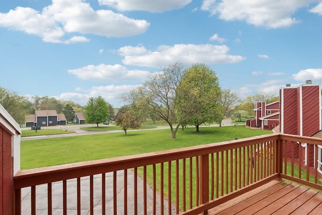 874 Xanadu Rd, Wisconsin Dells, WI 53965 - wooden deck featuring a yard and a residential view