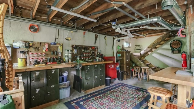 W16056 Camp Rd, Weyerhaeuser, WI 54895 - unfinished below grade area with a workshop area