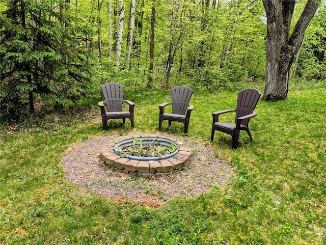 W16056 Camp Rd, Weyerhaeuser, WI 54895 - view of yard featuring a fire pit