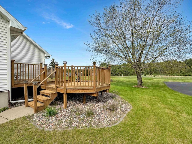 N2242 Keller Rd, Marinette, WI 54143 - view of grassy yard featuring a wooden deck