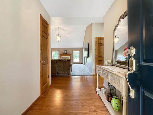 N2242 Keller Rd, Marinette, WI 54143 - hall with wood finished floors and baseboards