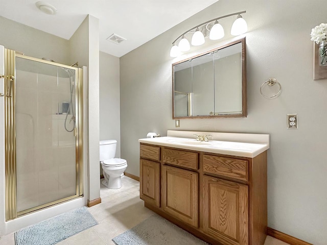 N2242 Keller Rd, Marinette, WI 54143 - full bathroom featuring a shower stall, toilet, vanity, and baseboards