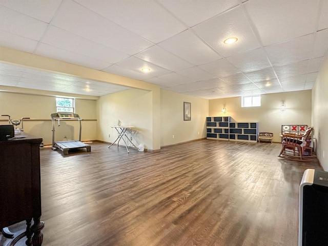 N2242 Keller Rd, Marinette, WI 54143 - sitting room with a paneled ceiling, wood finished floors, plenty of natural light, and baseboards