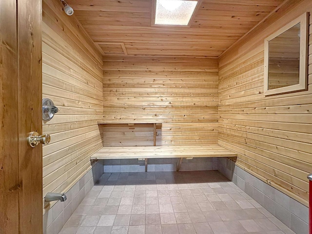 N2242 Keller Rd, Marinette, WI 54143 - relaxing sauna with wooden ceiling, wood walls, and a skylight