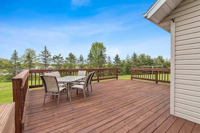 N3270 State Rd 76, Hortonville, WI 54944 - wooden deck featuring outdoor dining space