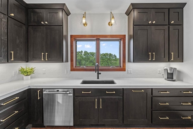 4230 Dalby Rd, Black Earth, WI 53515 - kitchen with dishwasher, a sink, tasteful backsplash, and light countertops
