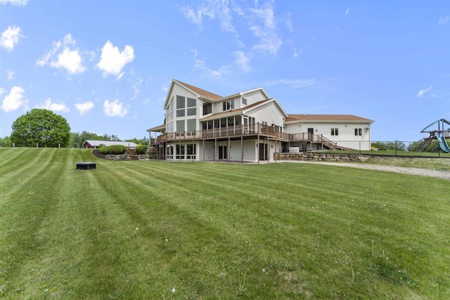 4230 Dalby Rd, Black Earth, WI 53515 - rear view of property with a deck and a yard