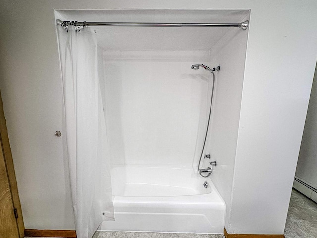 1200 4th Ave N, Park Falls, WI 54552 - bathroom with shower / bath combo and baseboard heating