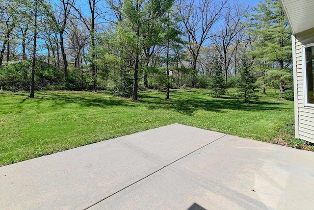 6460 Shady Bend Rd, Verona, WI 53593 - view of grassy yard with a patio area and view of wooded area