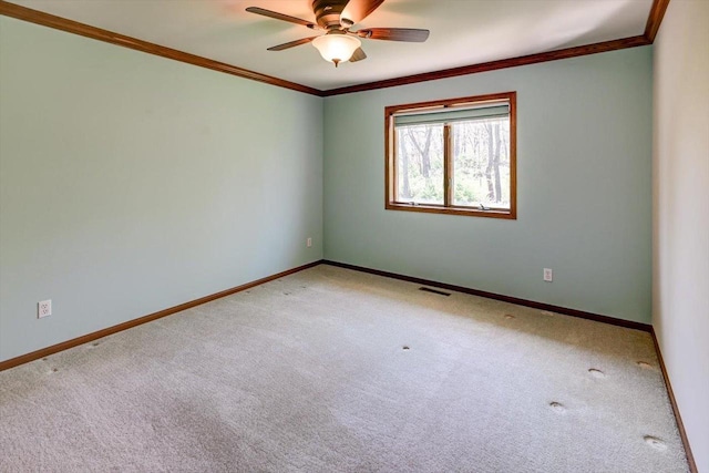6460 Shady Bend Rd, Verona, WI 53593 - carpeted empty room with a ceiling fan, baseboards, and ornamental molding