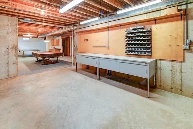 6460 Shady Bend Rd, Verona, WI 53593 - unfinished basement featuring billiards