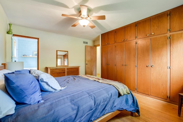 5102 Marathon Dr, Madison, WI 53705 - bedroom featuring light wood finished floors, a closet, and ceiling fan