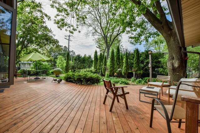5102 Marathon Dr, Madison, WI 53705 - wooden terrace featuring outdoor dining space