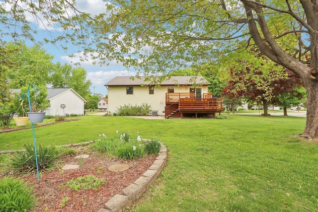 1902 Winfield Dr, Reedsburg, WI 53959 - view of grassy yard with a wooden deck