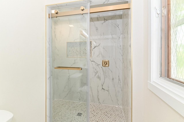9530 W Debbie Ln, Milwaukee, WI 53224 - full bathroom featuring a marble finish shower and toilet