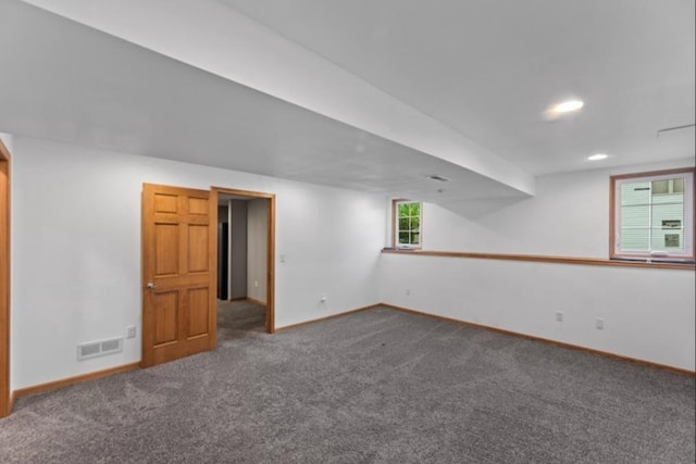2605 River Ridge Drive, Waukesha, WI 53189 - below grade area featuring baseboards, carpet flooring, and recessed lighting