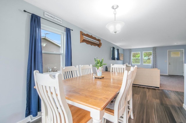 900 Edgewater Dr, Merrill, WI 54452 - dining room with dark wood-type flooring and baseboards