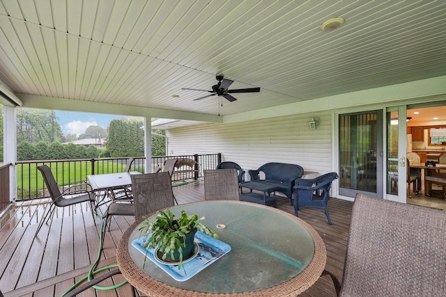 615 Jefferson St, Waterloo, WI 53594 - deck featuring outdoor dining space and ceiling fan