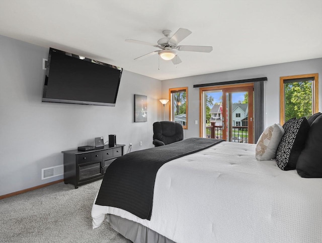 1306 Neponset Trl, Monona, WI 53716 - bedroom featuring access to outside, carpet, baseboards, and a ceiling fan