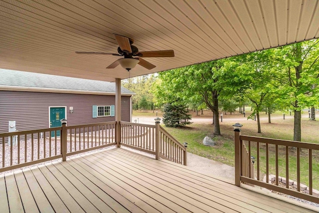 618 Little Fawn Dr, Nekoosa, WI 54457 - wooden deck with ceiling fan