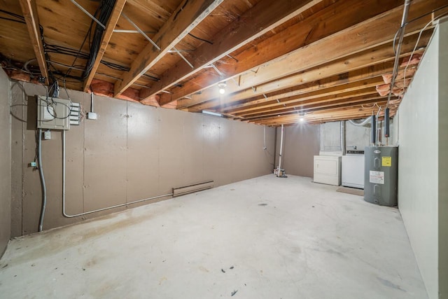 3933 Country Pl Unit D, Sheboygan, WI 53081 - unfinished basement with electric water heater and washer and dryer
