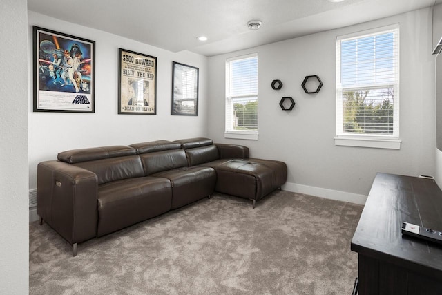 W239N7521 High Ridge Dr, Sussex, WI 53089 - carpeted living area featuring baseboards and recessed lighting