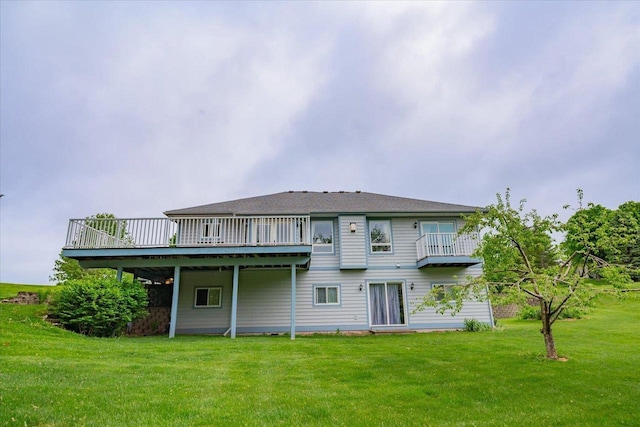 S7635 High Point Dr, Merrimac, WI 53561 - rear view of house featuring a yard and a deck