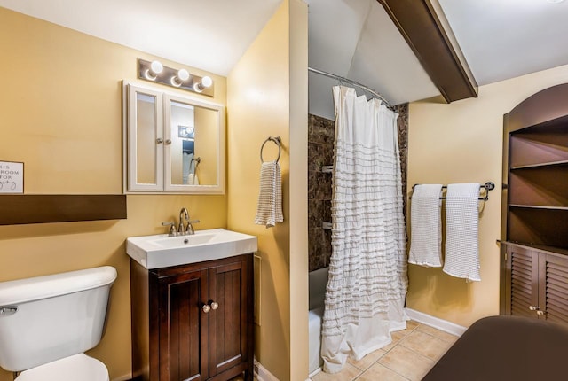 415 Ferry St, La Crosse, WI 54601 - full bathroom with tile patterned floors, toilet, vanity, and shower / bath combo