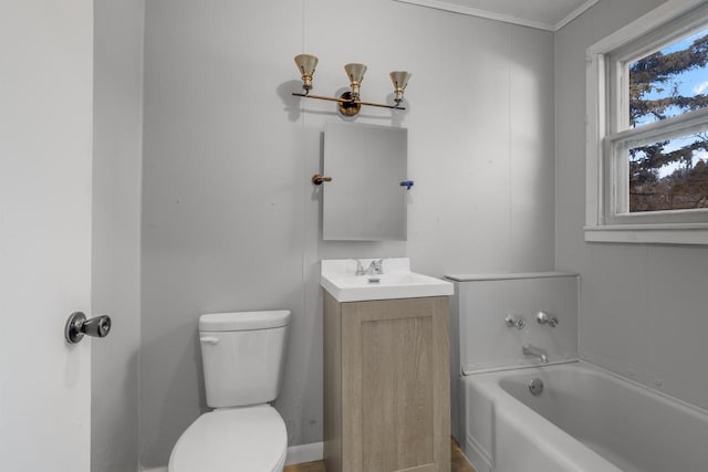 924 N Stevens St, Rhinelander, WI 54501 - full bath with toilet, a bath, vanity, and ornamental molding