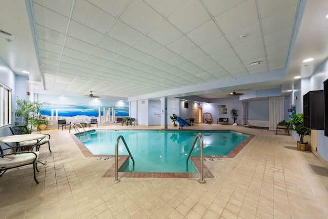 335 Wrigley Dr Unit 411, Lake Geneva, WI 53147 - indoor community pool featuring a ceiling fan