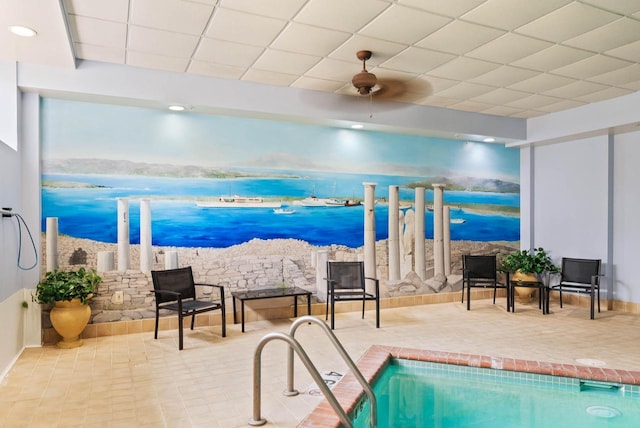 335 Wrigley Dr Unit 411, Lake Geneva, WI 53147 - indoor pool with ceiling fan and a water view