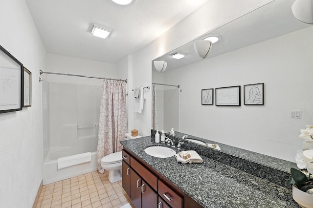 1420 N Astor St, Milwaukee, WI 53202 - full bathroom with toilet, tile patterned floors, shower / bath combo with shower curtain, and vanity