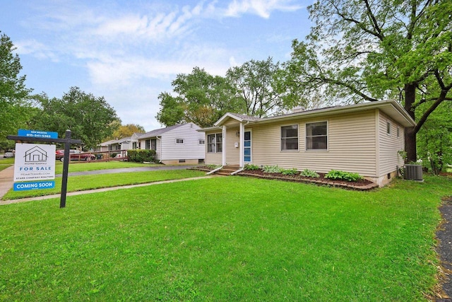 3609 Brigham Ave, Madison, WI 53714 - ranch-style house with central air condition unit and a front lawn