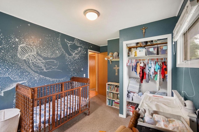 3609 Brigham Ave, Madison, WI 53714 - carpeted bedroom featuring wallpapered walls and a closet