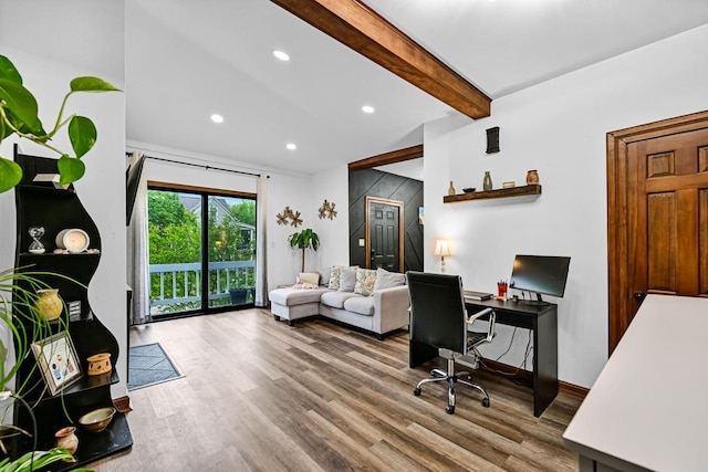 2504 S Delaware Ave Unit 102, Milwaukee, WI 53207 - home office featuring wood finished floors, recessed lighting, and baseboards