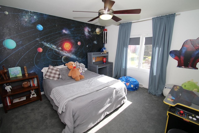 6606 Fieldstone Ct, Racine, WI 53402 - carpeted bedroom with a ceiling fan