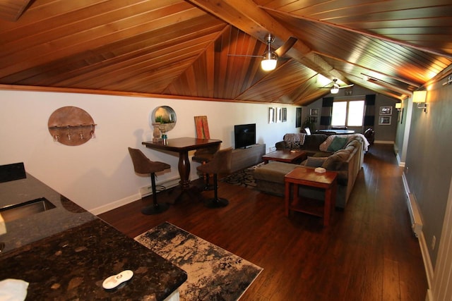 6606 Fieldstone Ct, Racine, WI 53402 - living room featuring wooden ceiling, wood finished floors, and baseboards