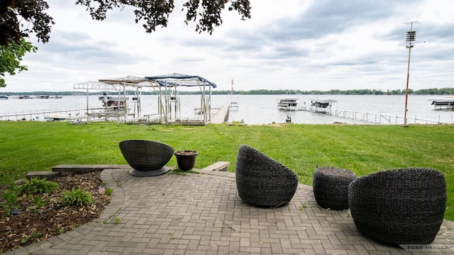 2894 Waubesa Ave, Madison, WI 53711 - view of patio / terrace featuring a water view, boat lift, and a boat dock