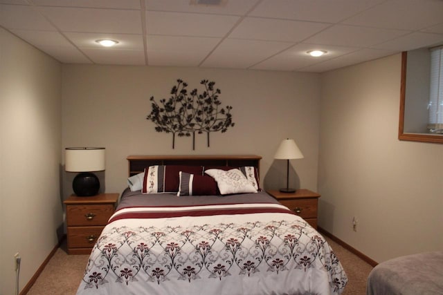 421 River St, Merrimac, WI 53561 - bedroom featuring carpet, baseboards, and a drop ceiling