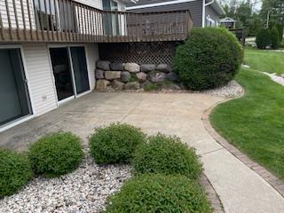 421 River St, Merrimac, WI 53561 - view of grassy yard featuring a wooden deck and a patio
