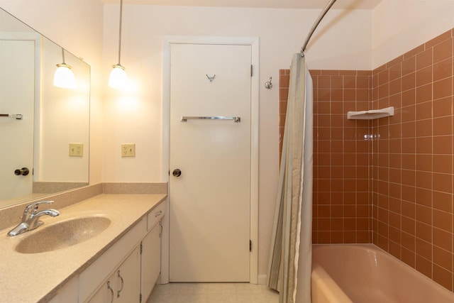 306 W Michigan St, Appleton, WI 54911 - full bath with tile patterned floors, shower / bathtub combination with curtain, and vanity