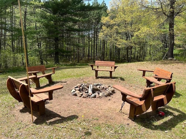 7431 Jordan Buck Trl, Danbury, WI 54830 - view of property's community featuring a fire pit and a wooded view