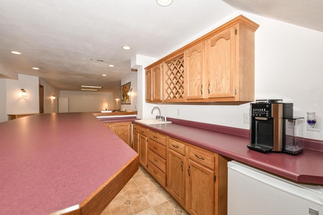 884 Joshua Ct, Pewaukee, WI 53072 - kitchen featuring recessed lighting, white dishwasher, and a sink