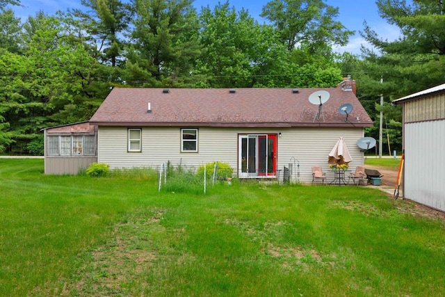 1163 Chicago Ln, Friendship, WI 53934 - back of house with a lawn and a chimney
