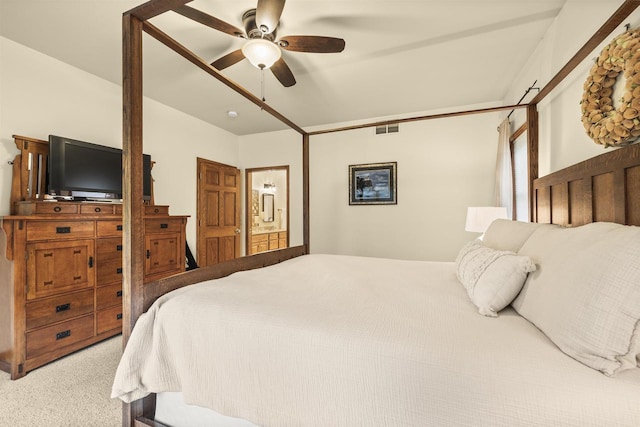4700 Beaver Dam Rd, Stevens Point, WI 54482 - bedroom with light carpet, ensuite bathroom, and a ceiling fan