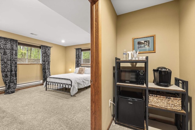4700 Beaver Dam Rd, Stevens Point, WI 54482 - carpeted bedroom with multiple windows, a baseboard radiator, and baseboards