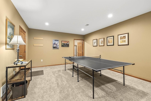 4700 Beaver Dam Rd, Stevens Point, WI 54482 - rec room with light colored carpet, baseboards, and recessed lighting