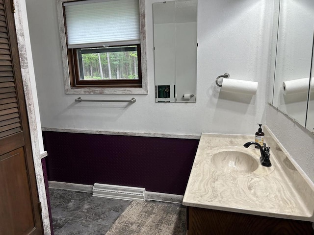 N3615 Badger Ave, Chili, WI 54420 - bathroom featuring vanity and a textured wall